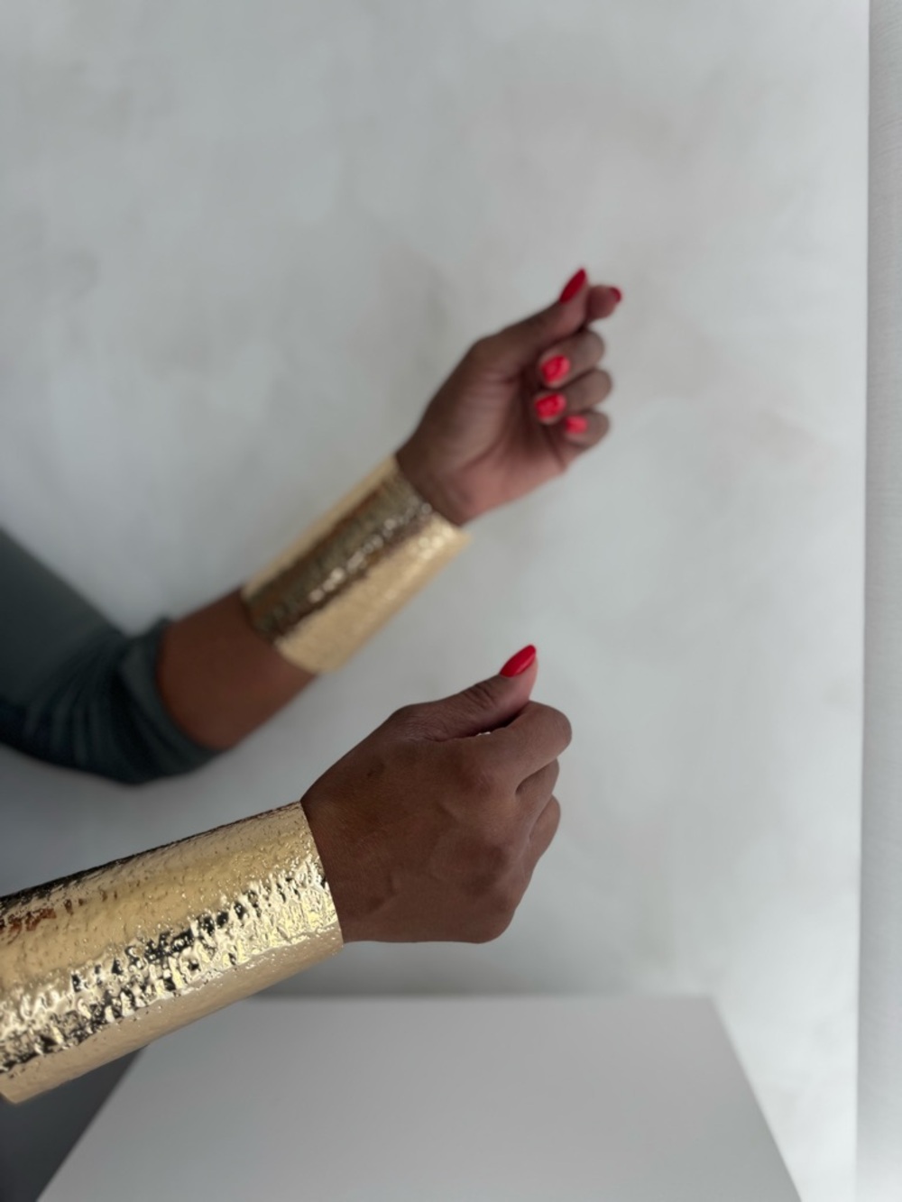 Gold Textured Metal cuffs - Set of 2 - Picture 3 of 3